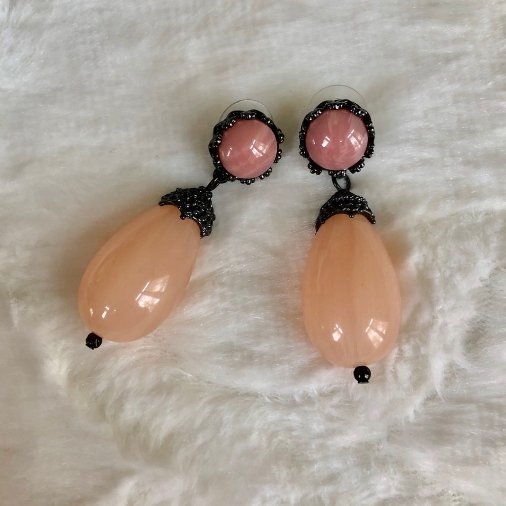 Blush Pink And Gunmetal Statement Earrings